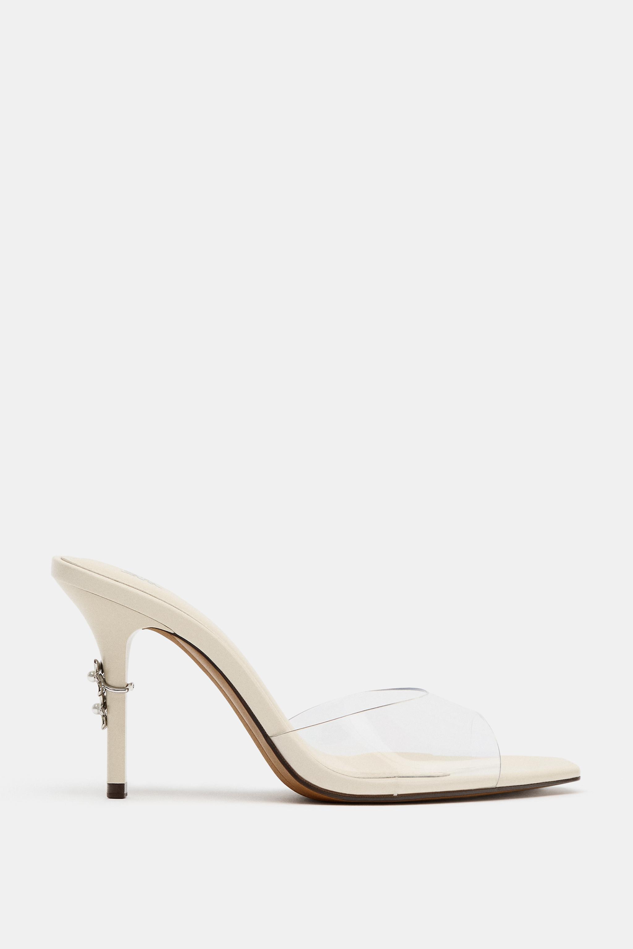VINYL BACKLESS HEELED SANDALS